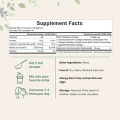 Micro Ingredients Multi Collagen Peptides Powder - Hydrolyzed Protein Peptides (Type I,II,III,V,X) with Hyaluronic Acid, Biotin & Vitamin C Unflavored