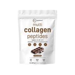 Micro Ingredients Multi Collagen Peptides Powder - Hydrolyzed Protein Peptides (Type I,II,III,V,X) with Hyaluronic Acid, Biotin & Vitamin C Unflavored