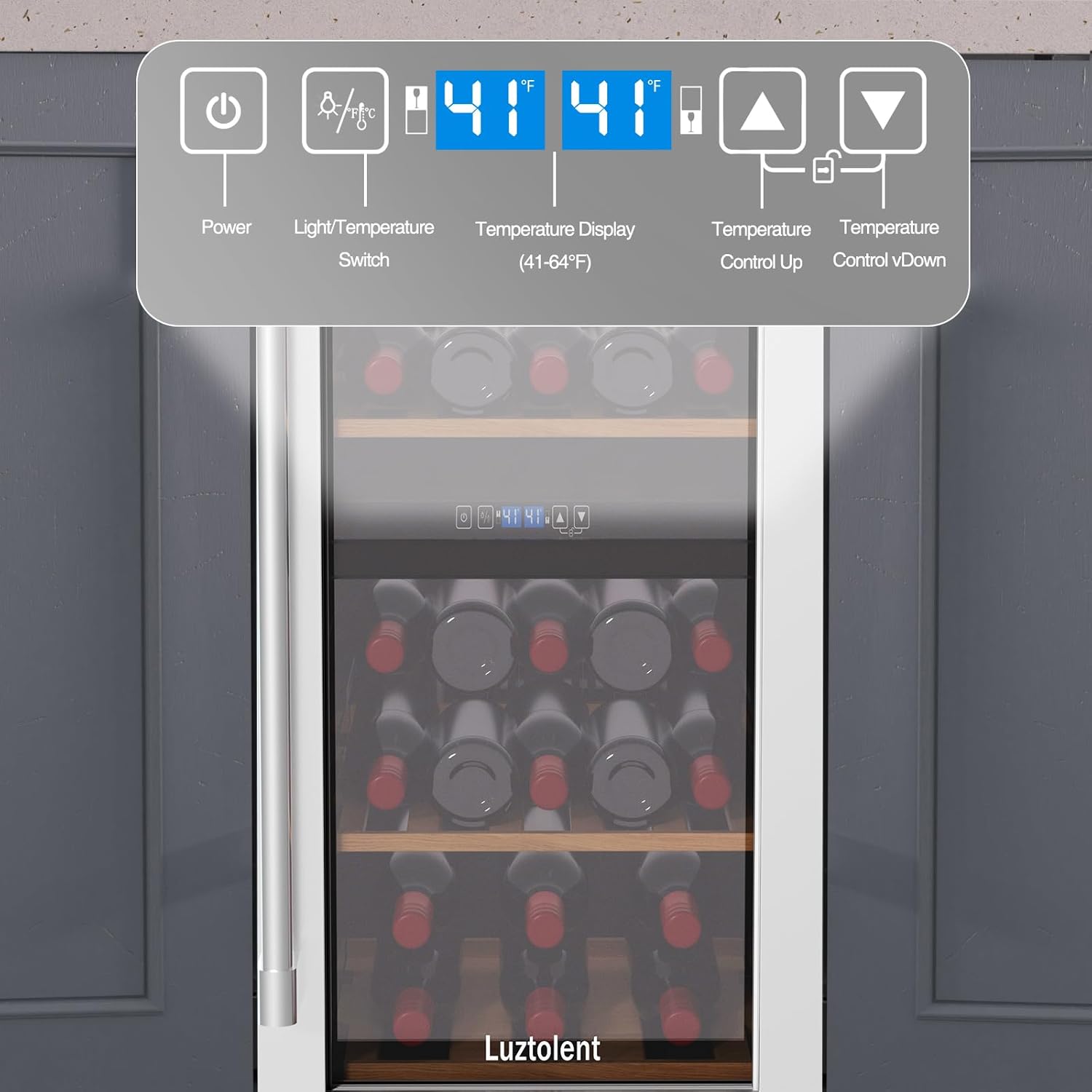 26-Bottle Dual Zone Wine Cooler – 15” Built-In Compressor Fridge