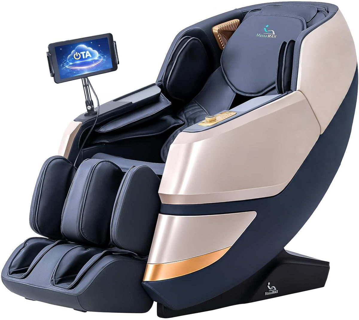Osaki Titan Quantum Black Massage Chair with 3D SL-Track Rollers, 3 Step Zero Gravity, Full Body Airbag Massage, Intelligent Voice Control, Back & Calf Heat and Foot Roller Massage