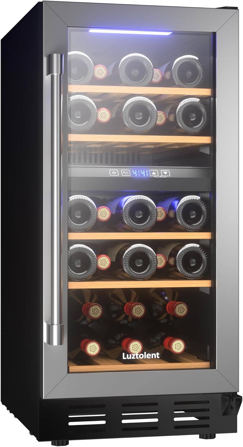 26-Bottle Dual Zone Wine Cooler – 15” Built-In Compressor Fridge