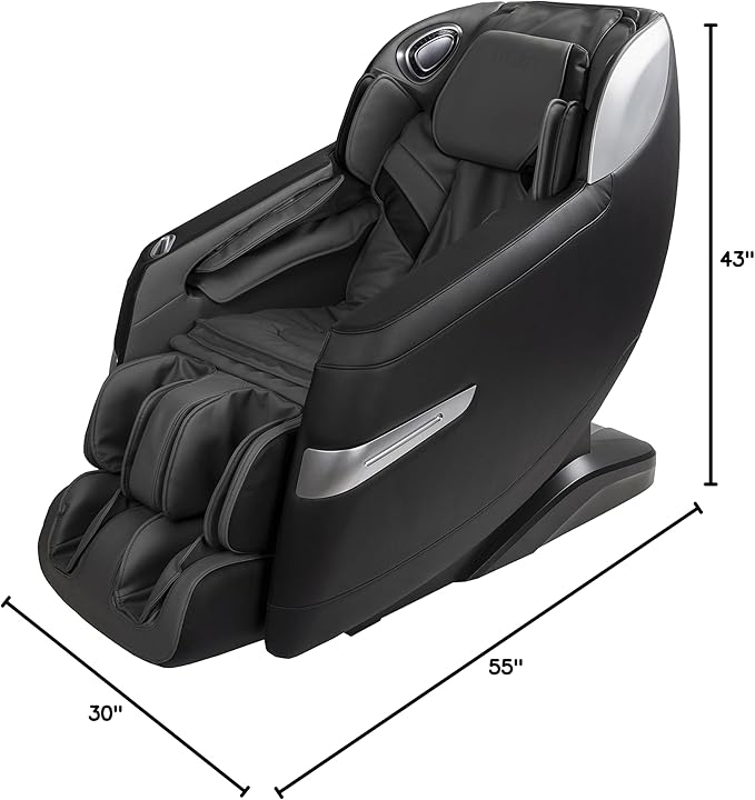 Osaki Titan Quantum Black Massage Chair with 3D SL-Track Rollers, 3 Step Zero Gravity, Full Body Airbag Massage, Intelligent Voice Control, Back & Calf Heat and Foot Roller Massage