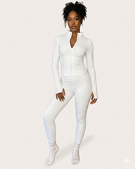 White Zip Jacket And Legging Set